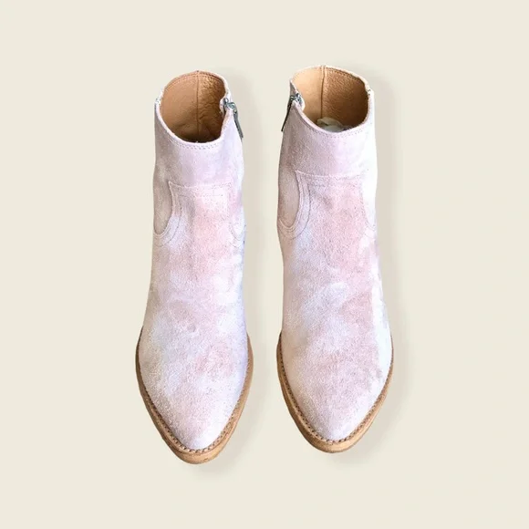 $369 Frye Billy Blush Pink Suede Leather Zip Up Short Festival Cowboy Ankle Boot - Picture 10 of 15